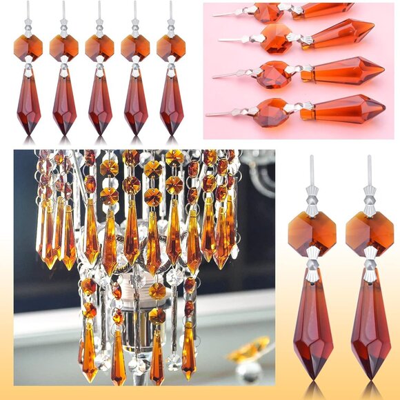 20pcs Crystal Icicle Prisms Chandelier Replacement Drop Pendants Octagon Crystal - Picture 6 of 7